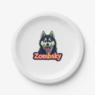 Siberian Husky Sibe Zombie Dog Halloween Essential Paper Plate