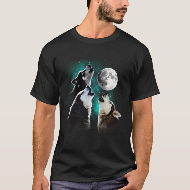 Siberian Husky Siberian Husky Howling At The Moon T-Shirt (Front)