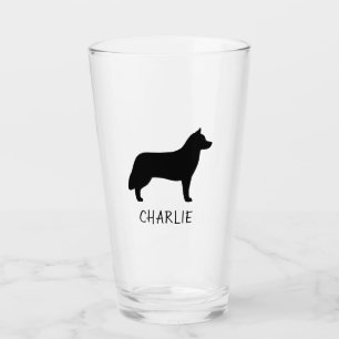 Siberian Husky Silhouette Personalized Dog Lover's Glass
