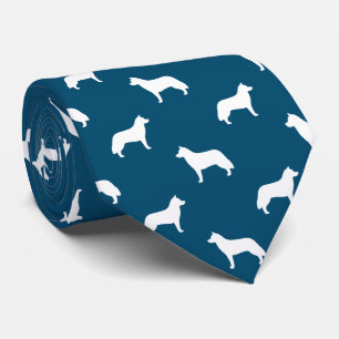 Siberian Husky Silhouettes Pattern Blue Tie