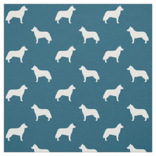 Siberian Husky Silhouettes Pattern Fabric