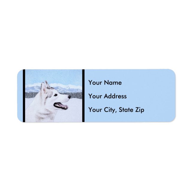 Siberian Husky (Silver and White) Painting Dog Art (Front)