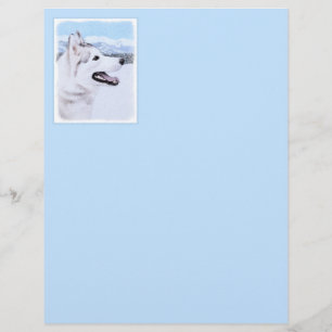 Siberian Husky (Silver and White) Painting Dog Art