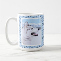 Siberian Husky (Silver and White) Painting Dog Art