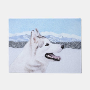 Siberian Husky (Silver and White) Painting Dog Art Doormat