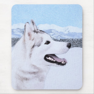 Siberian Husky (Silver and White) Painting Dog Art Mouse Pad