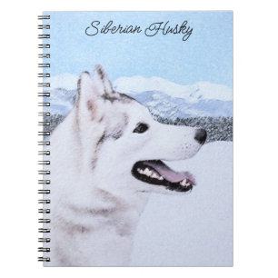 Siberian Husky (Silver and White) Painting Dog Art Notebook