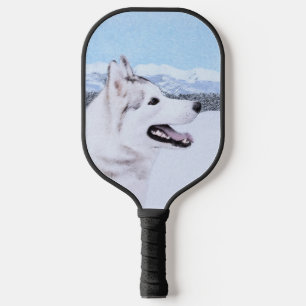 Siberian Husky (Silver and White) Painting Dog Art Pickleball Paddle