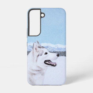 Siberian Husky (Silver and White) Painting Dog Art Samsung Galaxy Case