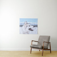 Siberian Husky (Silver and White) Painting Dog Art