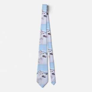 Siberian Husky (Silver and White) Painting Dog Art Tie