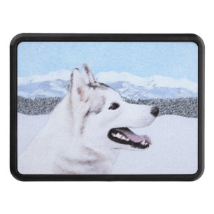 Siberian Husky (Silver and White) Painting Dog Art Trailer Hitch Cover