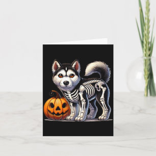 Siberian Husky Skeleton Jack O Lantern Funny Dog Card