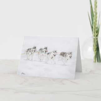 Siberian Husky Sled Dog Racing Team Card