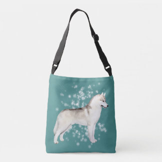 Siberian Husky Snow Flurry Crossover Bag Teal