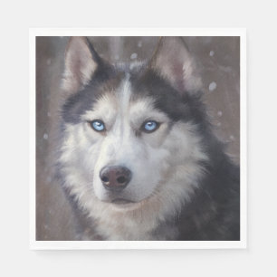 Siberian Husky Snow Napkin