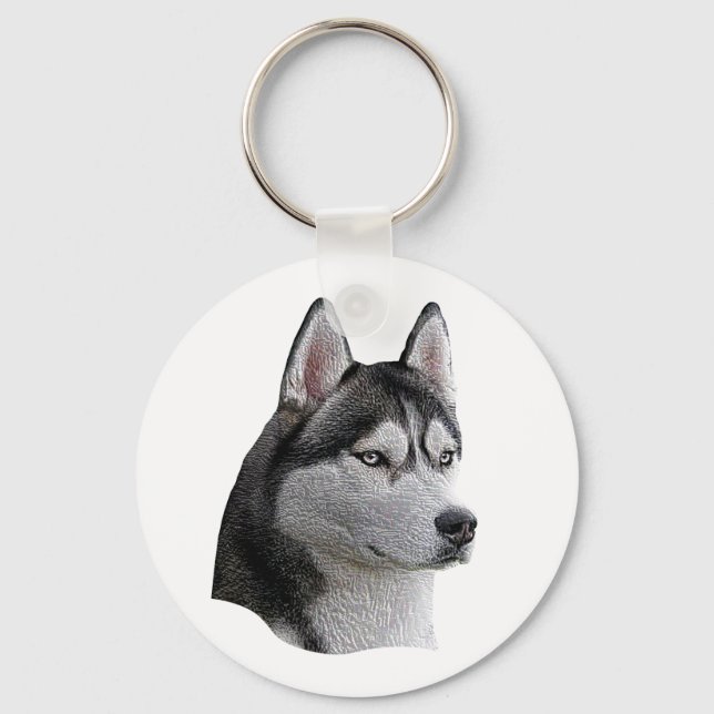 Siberian Husky - Stylized Image - Add Your Text Keychain (Front)