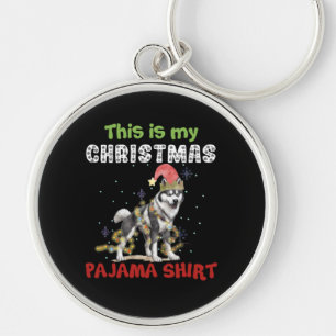 Siberian Husky This Is My Christmas Pajama Xmas Keychain