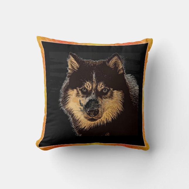 Siberian Husky Throw Pillow (Front)