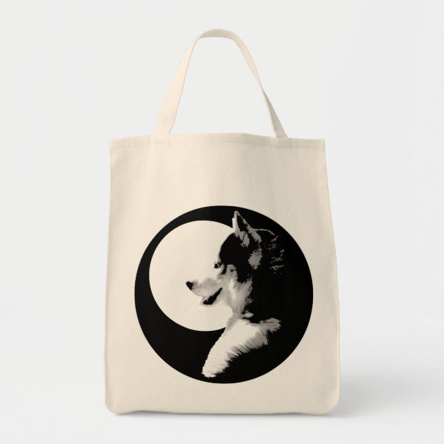 Siberian Husky Tote Bag Organic Husky Malamute Bag (Front)