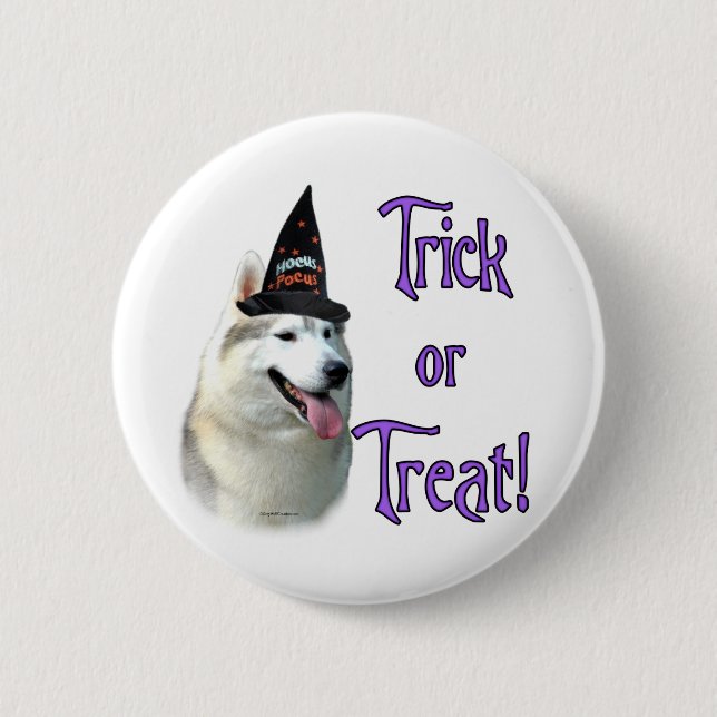 Siberian Husky Trick 2 Inch Round Button (Front)