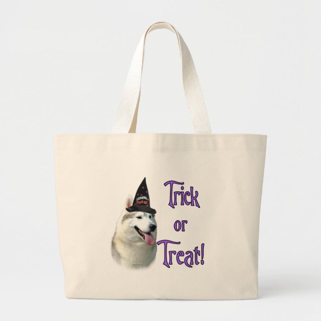 Siberian Husky Trick Large Tote Bag (Front)