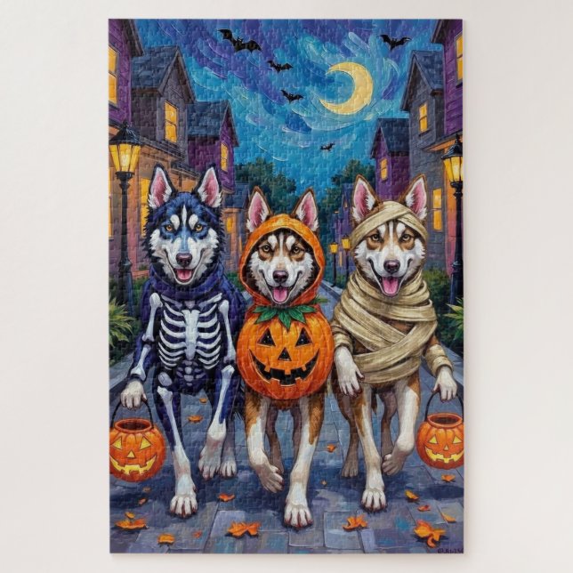 Siberian Husky Trick-or-Treating Halloween Costume Jigsaw Puzzle (Vertical)