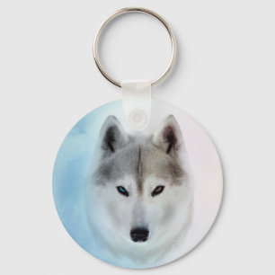 Siberian Husky Watercolor style Keychain