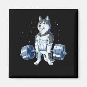 Siberian Husky Weightlifting Funny Deadlift Men Magnet