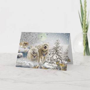 Siberian Husky Winter Scene Holiday Card