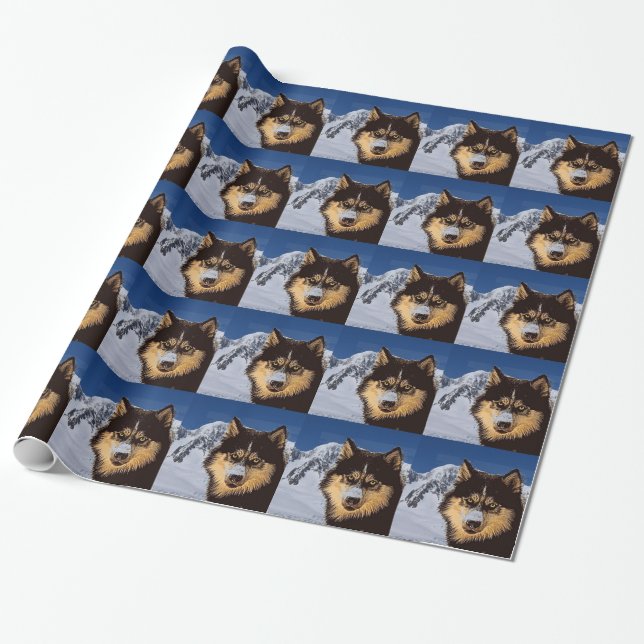 Siberian Husky Wrapping Paper (Unrolled)