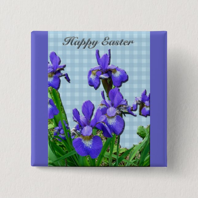 Siberian Iris Happy Easter Coordinated Items 2 Inch Square Button (Front)