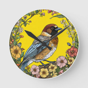 Siberian jay bird round clock