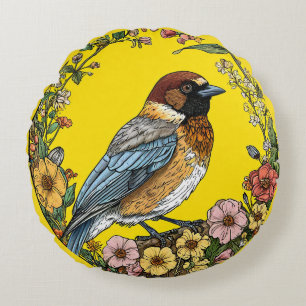 Siberian jay bird Wildlife Swallow Decorative Round Pillow