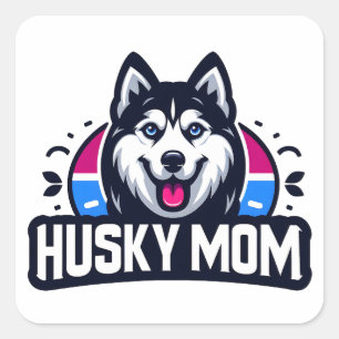 Siberian Spirit: Nurturing Love as a Husky Dog Mom Square Sticker