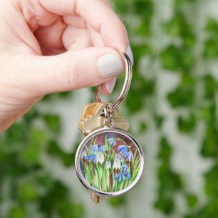 Siberian squill blue spring flower painting keychain