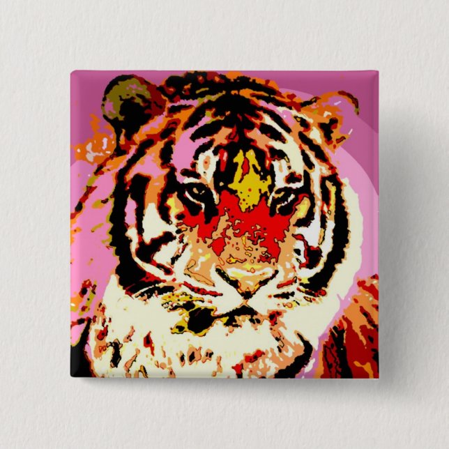 Siberian Tiger 2 Inch Square Button (Front)