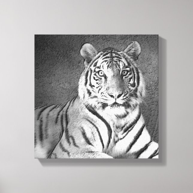 Siberian Tiger Art in Black and White - Canvas Print (Front)