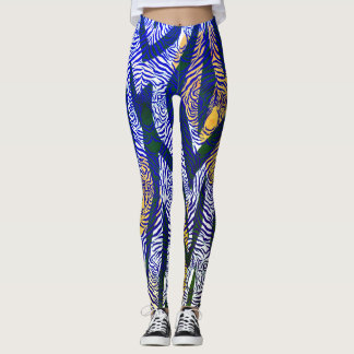 Siberian Tiger blue pattern Leggings