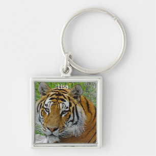 Siberian Tiger Closeup Photo of Face Keychain