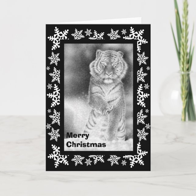 Siberian Tiger in the Snow Christmas Card (Front)