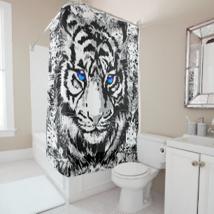 Siberian White Tiger Head - Tiger Blue Eyes Shower