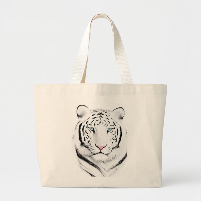 Siberian White Tiger Large Tote Bag (Front)