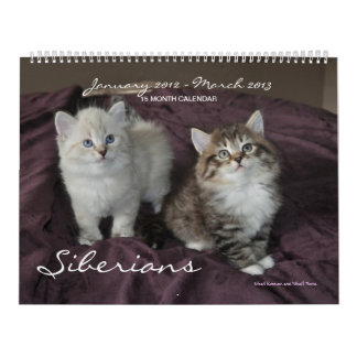 Siberians Cats January 2014 to March 2015 Calendar