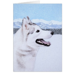 Sibérie Husky (argent et blanc) Peinture Chien Art