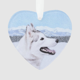 Sibérie Husky (argent et blanc) Peinture Chien Art