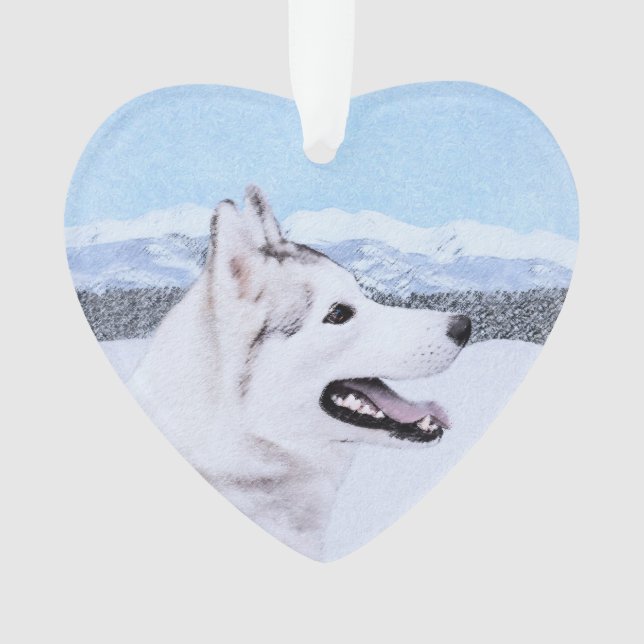 Sibérie Husky (argent et blanc) Peinture Chien Art (devant)