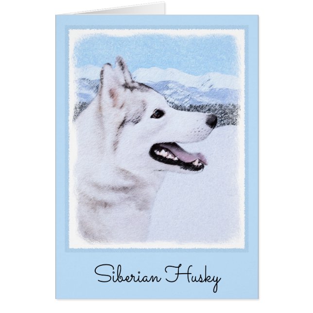 Sibérie Husky (argent et blanc) Peinture Chien Art (Devant)