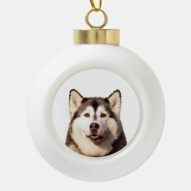 Sibérie Husky Chien en céramique Ball Ornement de  (Devant)