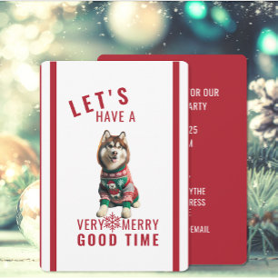 Sibérie Husky Christmas Holiday Invitation